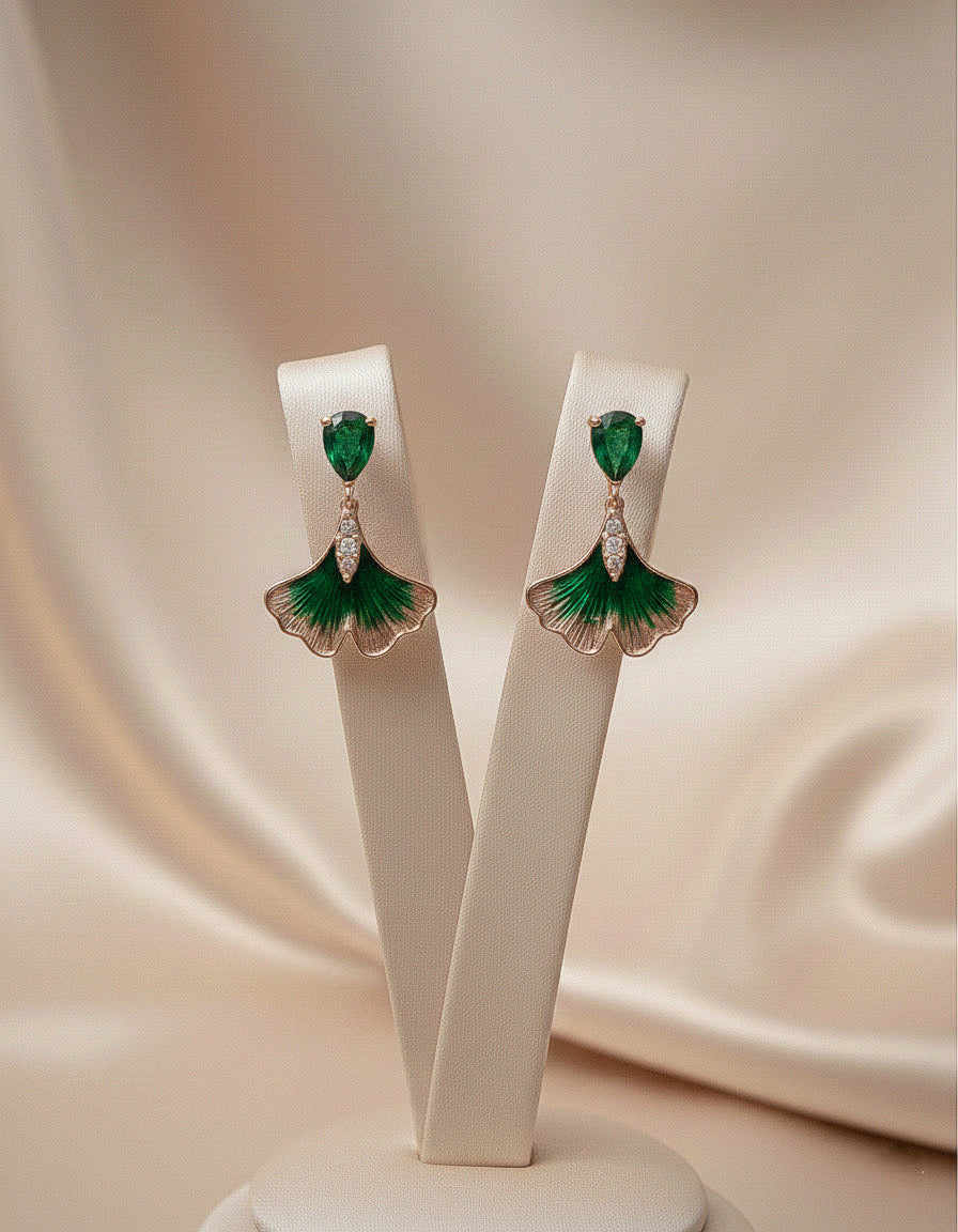 The Emerald Ginkgo Earrings
