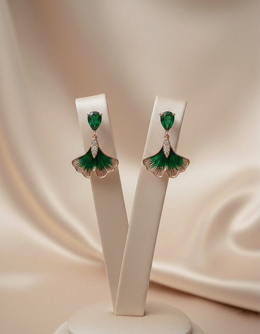 The Emerald Ginkgo Earrings